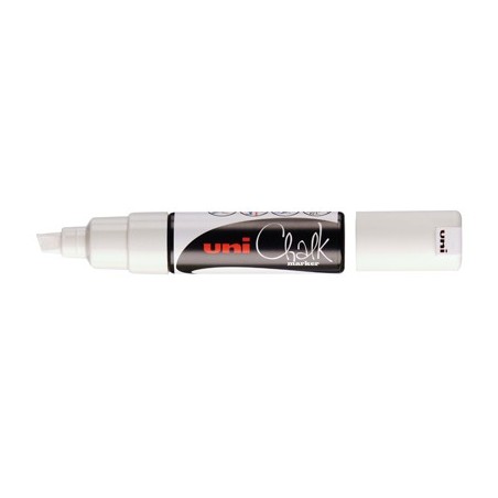 UNI-CHALK MARQUEUR POINTE BISEAU LARGE BLANC