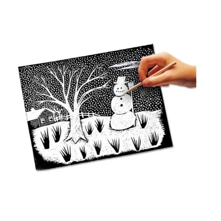 10 CARTES À GRATTER AVEC PLUMES 10X15CM ARGENT