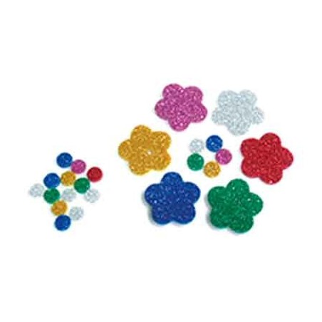 500 FLEURS PAILLETÉES CAOUTCHOUC ADHÉSIF COLORIS ASSORTIS