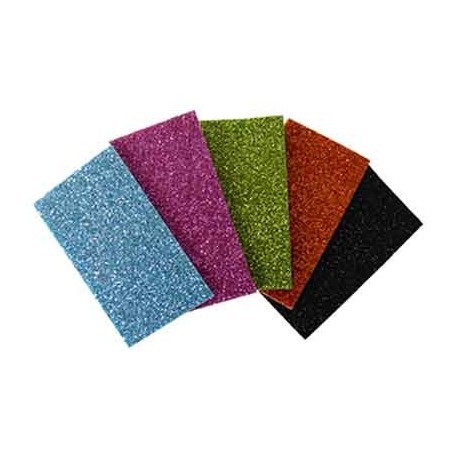 MOUSSE PAILLETEE ADHESIVE : Lot 10 planches A4 couleurs assorties