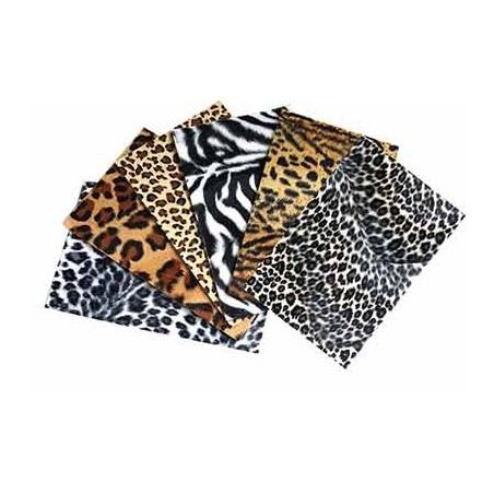 TISSU PELAGE SAFARI LOT DE 6 PLANCHES ADHÉSIVES ASSORTIES 19X24CM