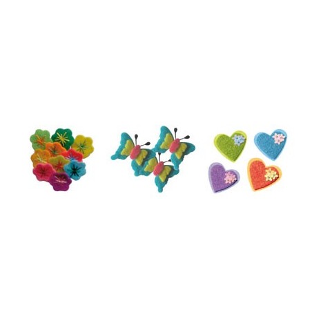 MINI FORMES FEUTRINE ADHESIVES PRINTEMPS 20 pièces assorties