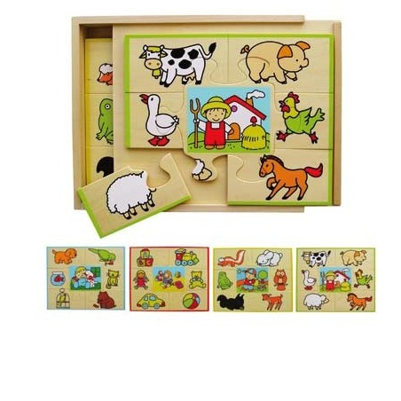 COFFERET 4 PUZZLES BOIS