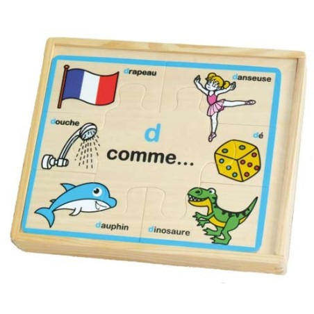 PUZZLES les lettres "abcd" en bois  lot de 4