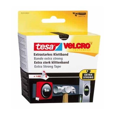 BANDE TYPE VELCRO NOIRE EXTRA FORTE 1MX5CM