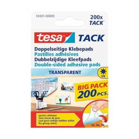 200 PASTILLES ADHESIVES TESA TACK  DBLE FACE TRANSP.