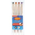 Pochette de 4 Rollers uni-ball EYE NEEDLE POINT 0,7 mm assortis (Bleu/Noir, Orange, Pourpre, Violet)