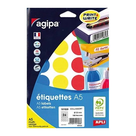 168 PASTILLES Ø30MM COLORIS ASSORTIS