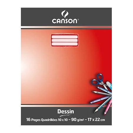 CAHIER DESSIN 17X22 16P 10X10 90G