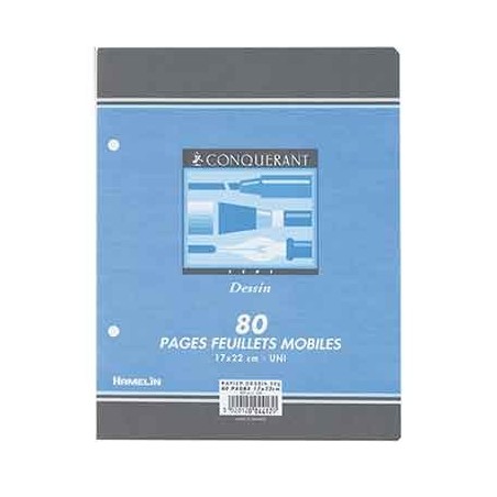 FEUILLETS MOBILES 17x22 DESSIN blanc 80P  90gr